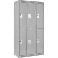 Clean Line Lockers, 2 -tier, Bank of 3, 36" x 18" x 72", Steel, Grey, Rivet (Assembled) Maritime Industrial Rubber