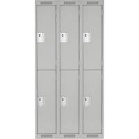 Clean Line Lockers, 2 -tier, Bank of 3, 36" x 18" x 72", Steel, Grey, Rivet (Assembled) Maritime Industrial Rubber