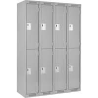 Clean Line Lockers, 2 -tier, Bank of 4, 48" x 18" x 72", Steel, Grey, Rivet (Assembled) Maritime Industrial Rubber