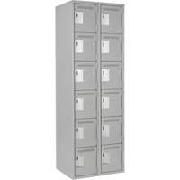 Clean Line Lockerettes, 6 -tier, Bank of 2, 24" x 18" x 72", Steel, Grey, Rivet (Assembled) Maritime Industrial Rubber