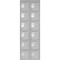 Clean Line Lockerettes, 6 -tier, Bank of 2, 24" x 18" x 72", Steel, Grey, Rivet (Assembled) Maritime Industrial Rubber