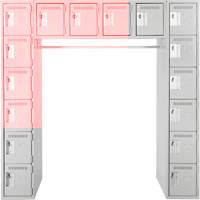 Arche de casiers &eacute;conomiques assembl&eacute;s Clean Line, 16 niveaux, Bloc de 3, 18" x 72" x 12", Acier Maritime Industrial Rubber