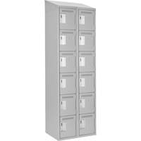 Clean Line Lockerette , 6 -tier, Bank of 2, 24" x 18" x 78", Steel, Grey, Rivet (Assembled) Maritime Industrial Rubber