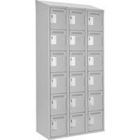 Clean Line Lockerette , 6 -tier, Bank of 3, 36" x 18" x 78", Steel, Grey, Rivet (Assembled) Maritime Industrial Rubber