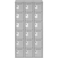 Clean Line Lockerette , 6 -tier, Bank of 3, 36" x 18" x 78", Steel, Grey, Rivet (Assembled) Maritime Industrial Rubber