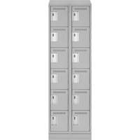 Clean Line Lockerette, 6 -tier, Bank of 2, 24" x 18" x 82", Steel, Grey, Rivet (Assembled) Maritime Industrial Rubber