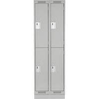 Clean Line Lockers, 2 -tier, Bank of 2, 24" x 18" x 76", Steel, Grey, Rivet (Assembled) Maritime Industrial Rubber