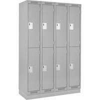 Clean Line Lockers, 2 -tier, Bank of 4, 48" x 18" x 76", Steel, Grey, Rivet (Assembled) Maritime Industrial Rubber