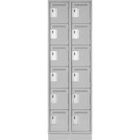 Clean Line Lockerette, 6 -tier, Bank of 2, 24" x 18" x 76", Steel, Grey, Rivet (Assembled) Maritime Industrial Rubber