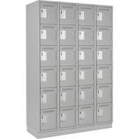 Clean Line Lockerette, 6 -tier, Bank of 4, 48" x 18" x 76", Steel, Grey, Rivet (Assembled) Maritime Industrial Rubber