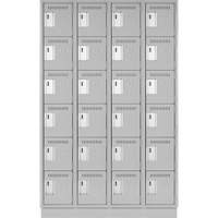 Clean Line Lockerette, 6 -tier, Bank of 4, 48" x 18" x 76", Steel, Grey, Rivet (Assembled) Maritime Industrial Rubber