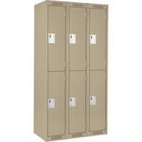 Clean Line Lockers, 2 -tier, Bank of 3, 36" x 18" x 72", Steel, Beige, Rivet (Assembled) Maritime Industrial Rubber