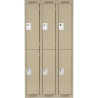 Clean Line Lockers, 2 -tier, Bank of 3, 36" x 18" x 72", Steel, Beige, Rivet (Assembled) Maritime Industrial Rubber