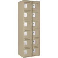 Clean Line Lockerette, 6 -tier, Bank of 2, 24" x 18" x 72", Steel, Beige, Rivet (Assembled) Maritime Industrial Rubber