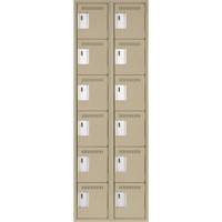Clean Line Lockerette, 6 -tier, Bank of 2, 24" x 18" x 72", Steel, Beige, Rivet (Assembled) Maritime Industrial Rubber
