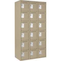 Clean Line Lockerette, 6 -tier, Bank of 3, 36" x 18" x 72", Steel, Beige, Rivet (Assembled) Maritime Industrial Rubber