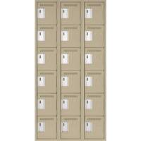 Clean Line Lockerette, 6 -tier, Bank of 3, 36" x 18" x 72", Steel, Beige, Rivet (Assembled) Maritime Industrial Rubber
