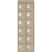Clean Line Lockerette, 6 -tier, Bank of 2, 24" x 18" x 78", Steel, Beige, Rivet (Assembled) Maritime Industrial Rubber