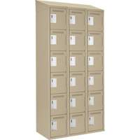 Clean Line Lockerette, 6 -tier, Bank of 3, 36" x 18" x 78", Steel, Beige, Rivet (Assembled) Maritime Industrial Rubber