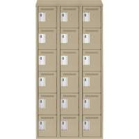 Clean Line Lockerette, 6 -tier, Bank of 3, 36" x 18" x 78", Steel, Beige, Rivet (Assembled) Maritime Industrial Rubber