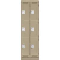 Clean Line Lockers, 3 -tier, Bank of 2, 24" x 18" x 82", Steel, Beige, Rivet (Assembled) Maritime Industrial Rubber