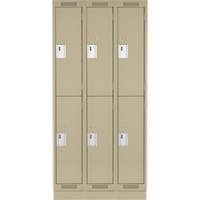 Clean Line Lockers, 2 -tier, Bank of 3, 36" x 18" x 76", Steel, Beige, Rivet (Assembled) Maritime Industrial Rubber