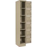 Clean Line Lockerette, 6 -tier, Bank of 4, 48" x 18" x 76", Steel, Beige, Rivet (Assembled) Maritime Industrial Rubber