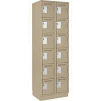 Clean Line Lockerette, 6 -tier, Bank of 2, 24" x 18" x 76", Steel, Beige, Rivet (Assembled) Maritime Industrial Rubber