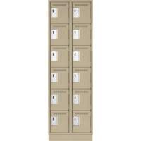 Clean Line Lockerette, 6 -tier, Bank of 2, 24" x 18" x 76", Steel, Beige, Rivet (Assembled) Maritime Industrial Rubber