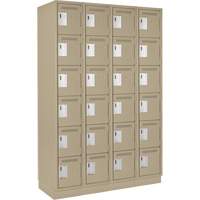 Clean Line Lockerette, 6 -tier, Bank of 4, 48" x 18" x 76", Steel, Beige, Rivet (Assembled) Maritime Industrial Rubber