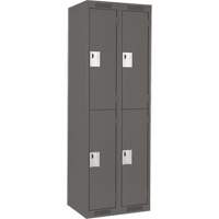 Clean Line Lockers, 2 -tier, Bank of 2, 24" x 18" x 72", Steel, Charcoal, Rivet (Assembled) Maritime Industrial Rubber