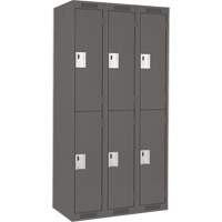 Clean Line Lockers, 2 -tier, Bank of 3, 36" x 18" x 72", Steel, Charcoal, Rivet (Assembled) Maritime Industrial Rubber