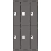 Clean Line Lockers, 2 -tier, Bank of 3, 36" x 18" x 72", Steel, Charcoal, Rivet (Assembled) Maritime Industrial Rubber