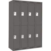 Clean Line Lockers, 2 -tier, Bank of 4, 48" x 18" x 72", Steel, Charcoal, Rivet (Assembled) Maritime Industrial Rubber
