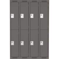 Clean Line Lockers, 2 -tier, Bank of 4, 48" x 18" x 72", Steel, Charcoal, Rivet (Assembled) Maritime Industrial Rubber