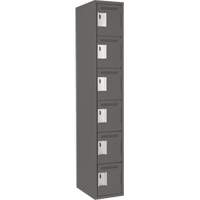 Clean Line Lockerette, 6 -tier, 12" x 18" x 72", Steel, Charcoal, Rivet (Assembled) Maritime Industrial Rubber