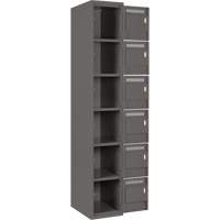 Clean Line Lockerette, 6 -tier, Bank of 4, 48" x 18" x 72", Steel, Charcoal, Rivet (Assembled) Maritime Industrial Rubber