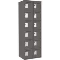 Clean Line Lockerette, 6 -tier, Bank of 2, 24" x 18" x 72", Steel, Charcoal, Rivet (Assembled) Maritime Industrial Rubber