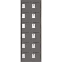 Clean Line Lockerette, 6 -tier, Bank of 2, 24" x 18" x 72", Steel, Charcoal, Rivet (Assembled) Maritime Industrial Rubber