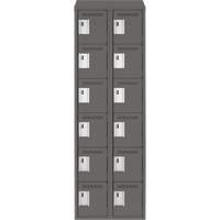 Clean Line Lockerette, 6 -tier, Bank of 2, 24" x 18" x 78", Steel, Charcoal, Rivet (Assembled) Maritime Industrial Rubber