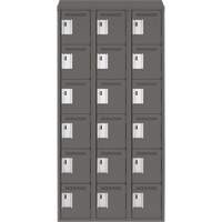Clean Line Lockerette, 6 -tier, Bank of 3, 36" x 18" x 78", Steel, Charcoal, Rivet (Assembled) Maritime Industrial Rubber
