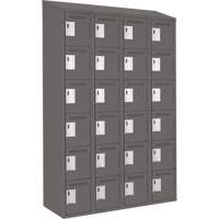 Clean Line Lockerette, 6 -tier, Bank of 4, 48" x 18" x 78", Steel, Charcoal, Rivet (Assembled) Maritime Industrial Rubber