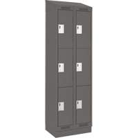 Clean Line Lockers, 3 -tier, Bank of 2, 24" x 18" x 82", Steel, Charcoal, Rivet (Assembled) Maritime Industrial Rubber