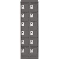 Clean Line Lockerette, 6 -tier, Bank of 2, 24" x 18" x 82", Steel, Charcoal, Rivet (Assembled) Maritime Industrial Rubber