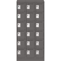 Clean Line Lockerette, 6 -tier, Bank of 3, 36" x 18" x 82", Steel, Charcoal, Rivet (Assembled) Maritime Industrial Rubber