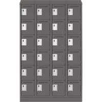 Clean Line Lockerette, 6 -tier, Bank of 4, 48" x 18" x 82", Steel, Charcoal, Rivet (Assembled) Maritime Industrial Rubber