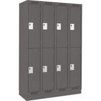 Clean Line Lockers, 2 -tier, Bank of 4, 48" x 18" x 76", Steel, Charcoal, Rivet (Assembled) Maritime Industrial Rubber