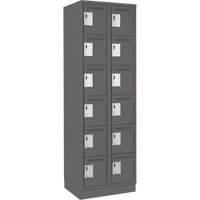 Clean Line Lockerette, 6 -tier, Bank of 2, 24" x 18" x 76", Steel, Charcoal, Rivet (Assembled) Maritime Industrial Rubber