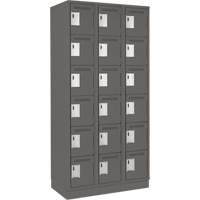 Clean Line Lockerette, 6 -tier, Bank of 3, 36" x 18" x 76", Steel, Charcoal, Rivet (Assembled) Maritime Industrial Rubber