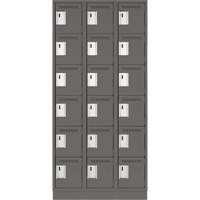 Clean Line Lockerette, 6 -tier, Bank of 3, 36" x 18" x 76", Steel, Charcoal, Rivet (Assembled) Maritime Industrial Rubber